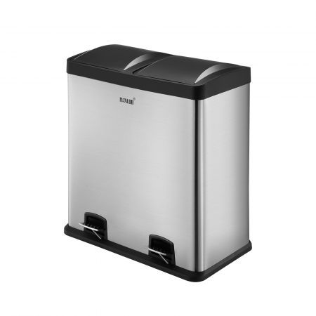 Modern 60L Dual Compartment Stainless Steel Garbage Bin