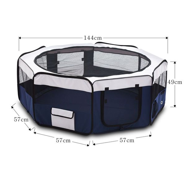 Pet Playpen Kennel Dog Crate Puppy Play Pen Portable Tent Enclosure Cage Outdoor 8 Panels Blue