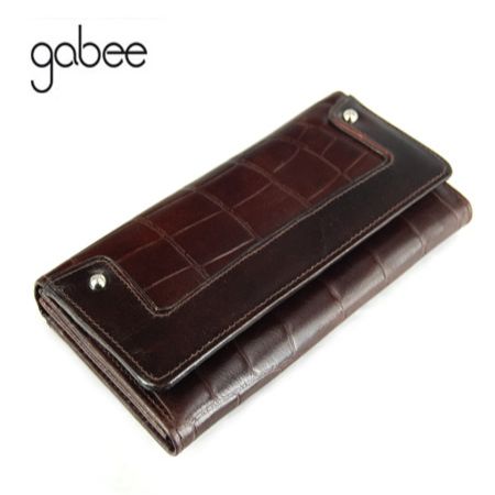 Gabee Designer Medium / Large Sized Synthetic Leather Ladies Wallet Purse Clutch Organizer in Chocolate