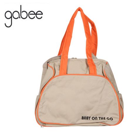 Gabee Designer Medium / Large Sized Baby On The Go Travel Bag in Beige & Orange