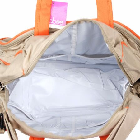 Gabee Designer Medium / Large Sized Baby On The Go Travel Bag in Beige & Orange