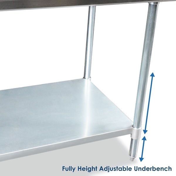 Kitchen Prep Table Cater Work Bench Table Stainless Steel W/Adjustable Feet -1524mmx610mm