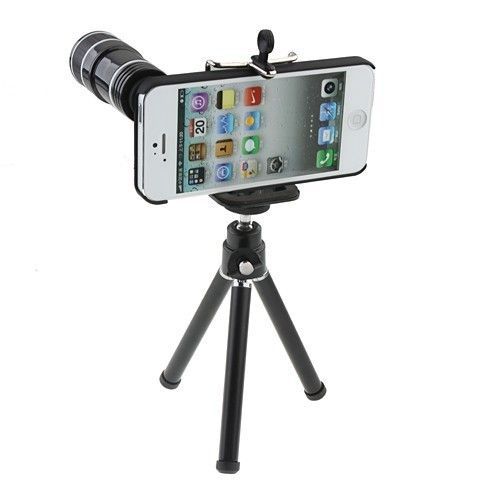 12x Zoom Telescope Camera Lens Kit + Tripod + Case For Apple iPhone 5 5S