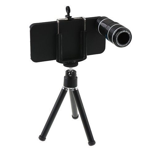 12x Zoom Telescope Camera Lens Kit + Tripod + Case For Apple iPhone 5 5S