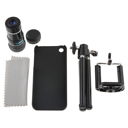 12x Zoom Telescope Camera Lens Kit + Tripod + Case For Apple iPhone 5 5S