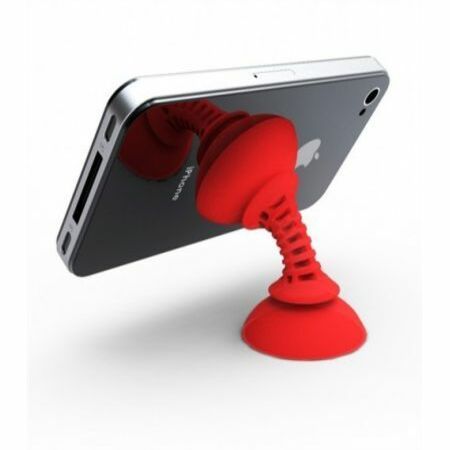 Clever Suction Cup Silicone Stand Holder and Earphones Cord Winder for iPhone 5-4-4S Samsung Galaxy