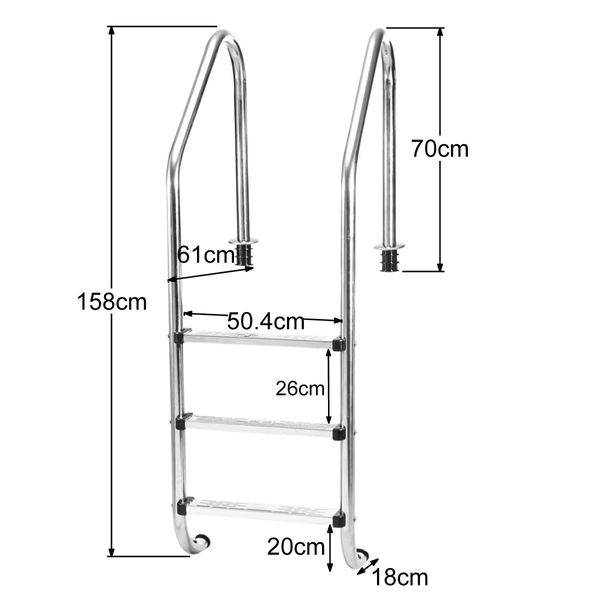 3 Step In-Ground Swimming Pool Ladder 