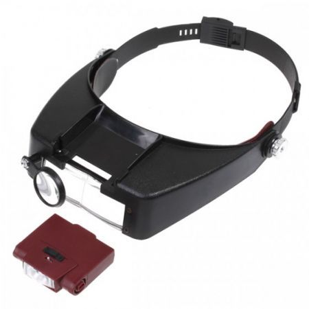 LUD Watch Repair Head Headband Glasses Magnifier Loupe 10X With LED Light