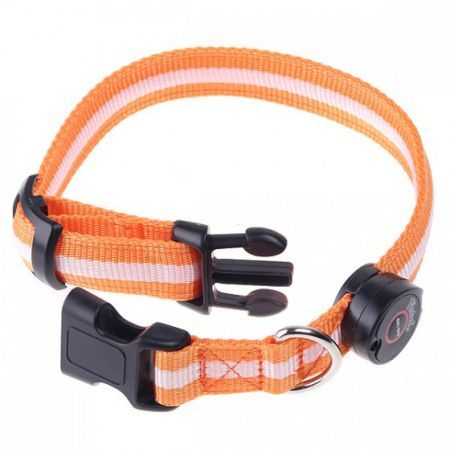 LUD LED Dog Pet Flashing Light Up Safety Collar Orange