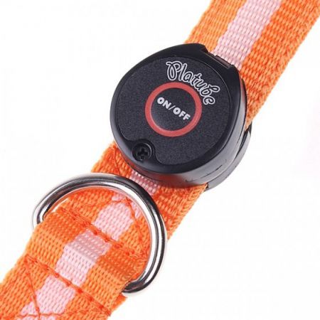 LUD LED Dog Pet Flashing Light Up Safety Collar Orange