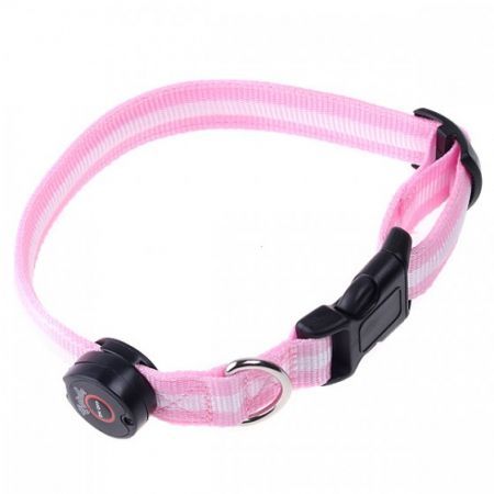 LUD LED Dog Pet Flashing Light Up Safety Collar Pink