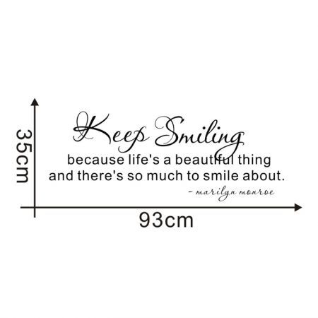 KEEP SMILING DIY Removable Art Wall Sticker Decor Mural Decal