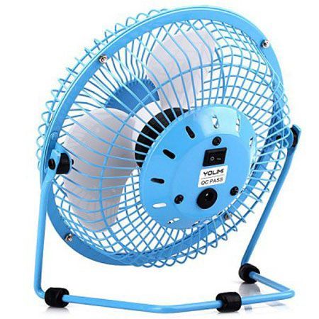 New USB Powered 6 Inch Mini Desktop Fan 360 Degree Rotation Blue