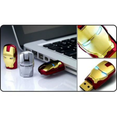 16GBNew Iron Man Model USB 2.0 Memory Stick Flash Drive Blue Light Eye