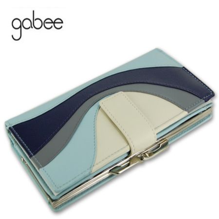 Gabee Designer Medium Sized Genuine Soft Leather Ladies Wallet Purse Clutch Organizer in Aqua Blue