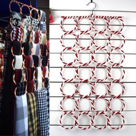 LUD 28 Ring Multi Use Clothes Tie Belt Scarf Hanger Holder Organise Hanger Hook