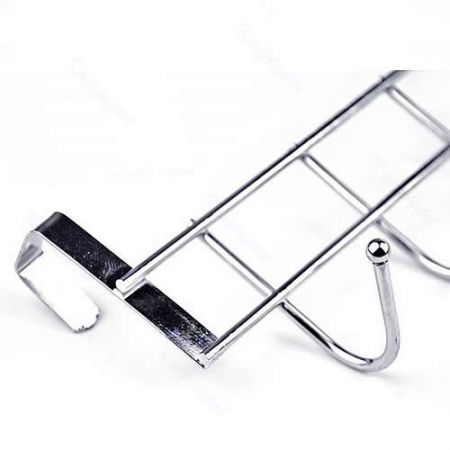 2PCS Bathroom Kitchen Hat Towel Stainless Steel Hanger Over Door Hanging Rack Holder Five Hooks