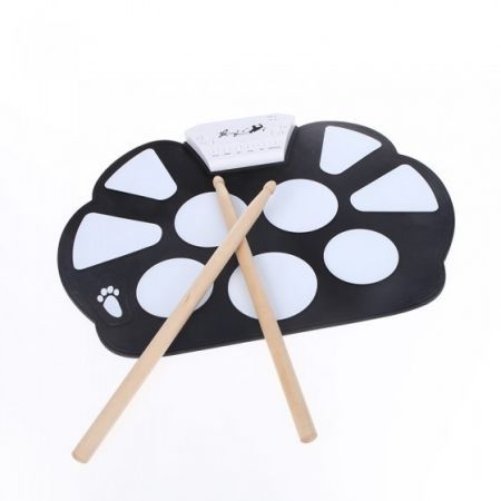 Portable Electronic Roll up Drum Pad Kit Silicon Foldable with Stick