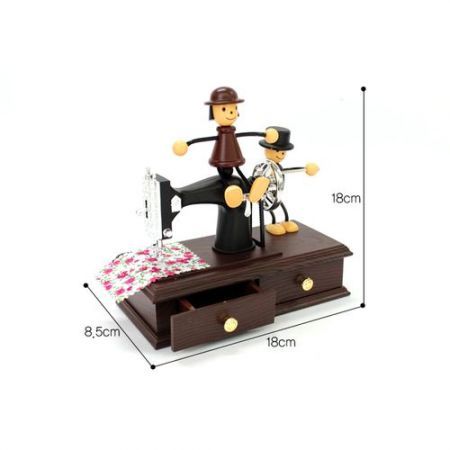 Cute Dolls Sewing Machine Style Music Box