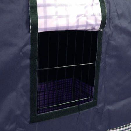 Large 36" Dog Crate Pet Cage Cover Waterproof with Mesh Windows - Blue & Tartan