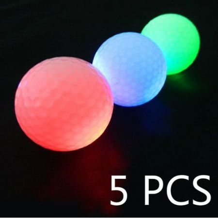 LUD 5PCS Luminous Light Up Golf Balls LED Glow Night