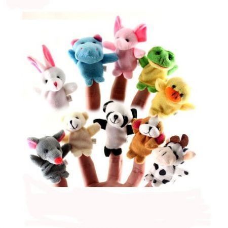 LUD 10pcs Cartoon Animal Plush Finger Puppets Finger Toys Finger Dolls Animal Dolls for Children Kids - Color Assorted