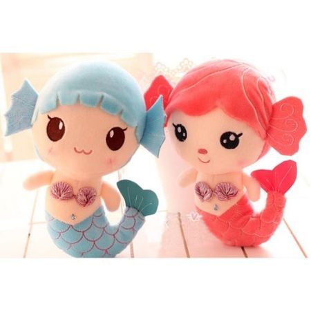 Cute Mermaid Sea Maid Doll Plush Doll Toy Collection Decoration Plaything for Kids Children Red