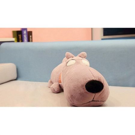 Cute Lies Prone Dog Big Head Puppy Plush Doll Toy Cartoon Cushion Pillow Purple