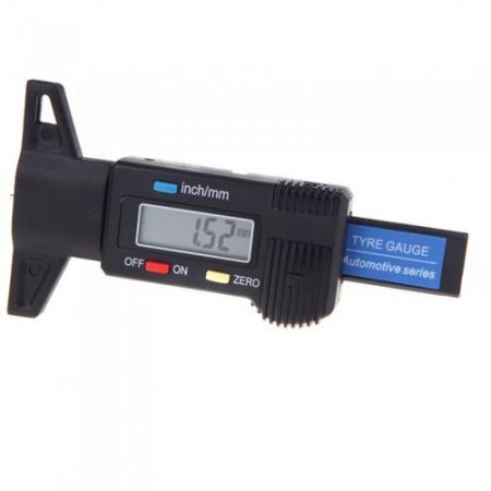 Black Digital LCD Tyre Tire Tread Depth Gauge 0-25.4mm Metric / Inch