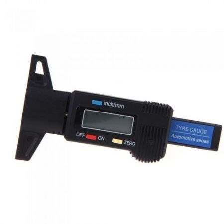 Black Digital LCD Tyre Tire Tread Depth Gauge 0-25.4mm Metric / Inch