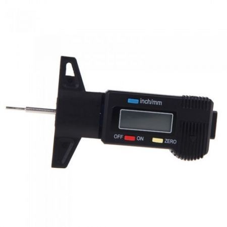 Black Digital LCD Tyre Tire Tread Depth Gauge 0-25.4mm Metric / Inch