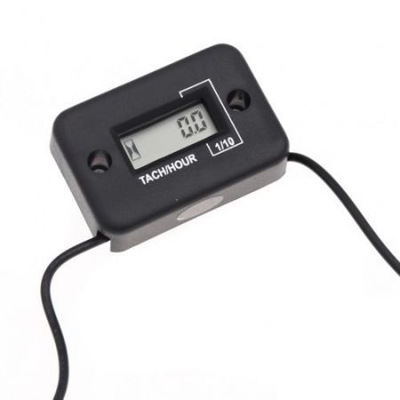 LUD Waterproof Digital Tachometer Tach Hour Meter Gauge LCD for 4 Stroke Gas Engine Motorcycle ATV Snowmobile Boat Black