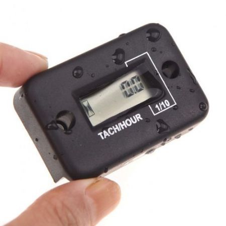 LUD Waterproof Digital Tachometer Tach Hour Meter Gauge LCD for 4 Stroke Gas Engine Motorcycle ATV Snowmobile Boat Black