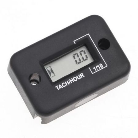 LUD Waterproof Digital Tachometer Tach Hour Meter Gauge LCD for 4 Stroke Gas Engine Motorcycle ATV Snowmobile Boat Black