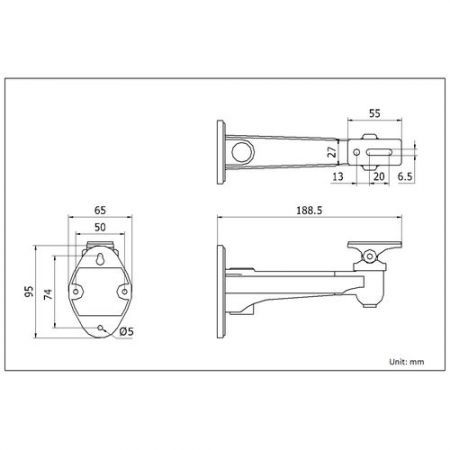 LUD Hikvision Wall Mount Bracket 1212ZJ ONLY for Bullet Camera DS-2CD2232-I5/I3 Silver