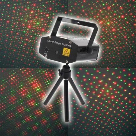 Mini Red & Green Moving Party Stage Laser Light Projector Black