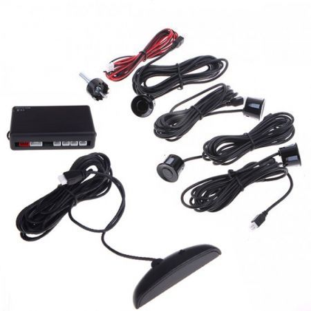 Car LED Parking Reverse Backup Radar System + 4 Sensor Black