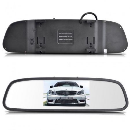 12V 4 Parking Sensors 4.3" TFT LCD Display Camera Video Car Rearview Mirror Reverse Radar System