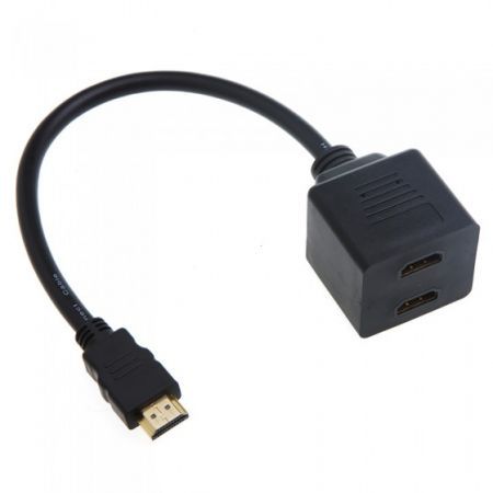 25CM HDMI Male to 2 HDMI Female Y Splitter Adapter Cable for Plasma Digital TV LCD