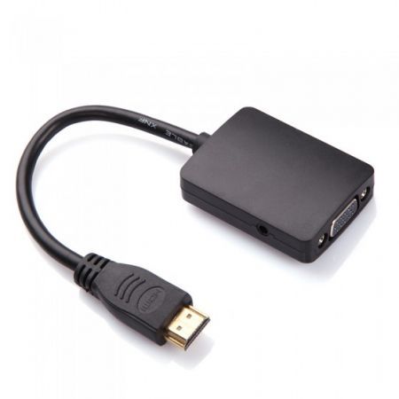 Measy H2V 1080P HDMI Male to VGA Female Cable Video Converter Adapter + Audio for PC Monitor Projector TV Black