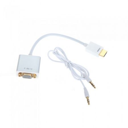 1080P HDMI Male to VGA Female Adapter Cable Video Converter with Audio Output 15cm