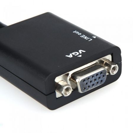 1080P Mini HDMI Male to VGA Female Cable Video Converter Adapter HD Conversion Cable with Audio Output