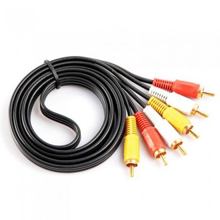 1.5m/5ft Triple 3-RCA Composite AV Audio Video Cable Cord Gold Plated