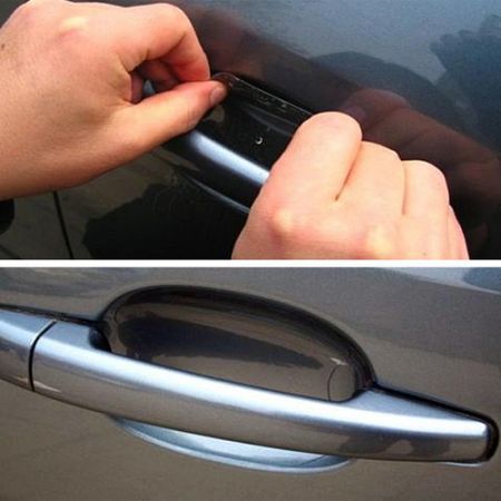 LUD 4pcs Car Door Handle Scratch Protector Film Vinyl Transparent Clear