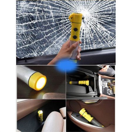 LUD Car Auto LED Torch Flashlight Emergency Safety Hammer Belt Cutter Escape Tools