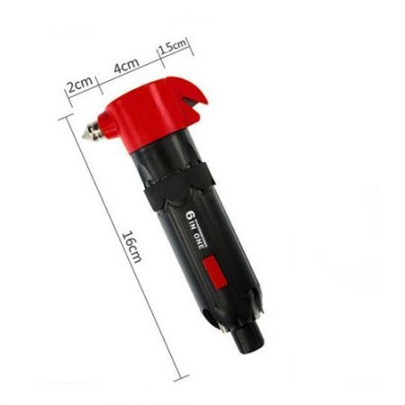 6 IN 1 Car LED Flashlight TORCH Belt Cutter Hammer Escape Emergency Safety Tool