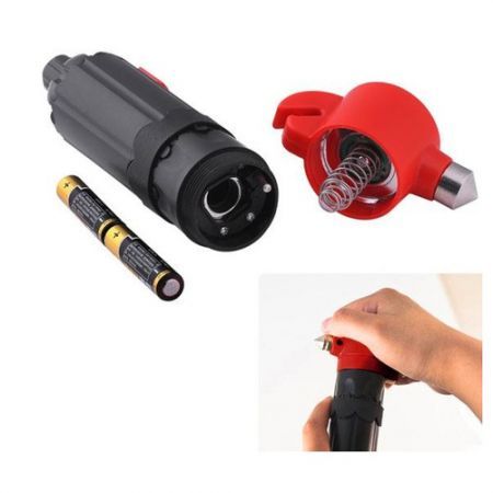 6 IN 1 Car LED Flashlight TORCH Belt Cutter Hammer Escape Emergency Safety Tool