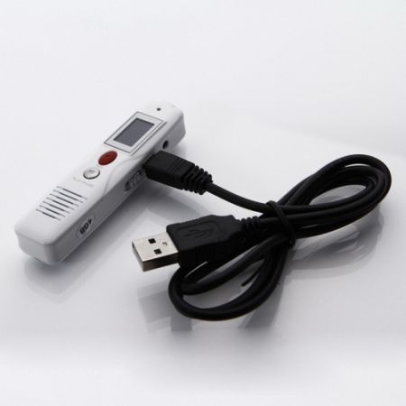 803 Portable 0.7" LCD Mini Rechargeable Digital Voice Recorder MP3 Player - White (4GB)