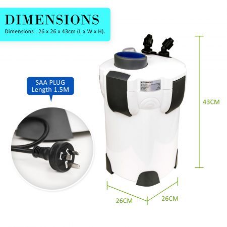 Aquarium UV Light External Canister Filter 1400L/H + Media Kit