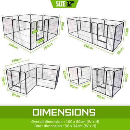 Pet Playpen Heavy Duty Foldable Dog Cage 8 Panel 32 inches